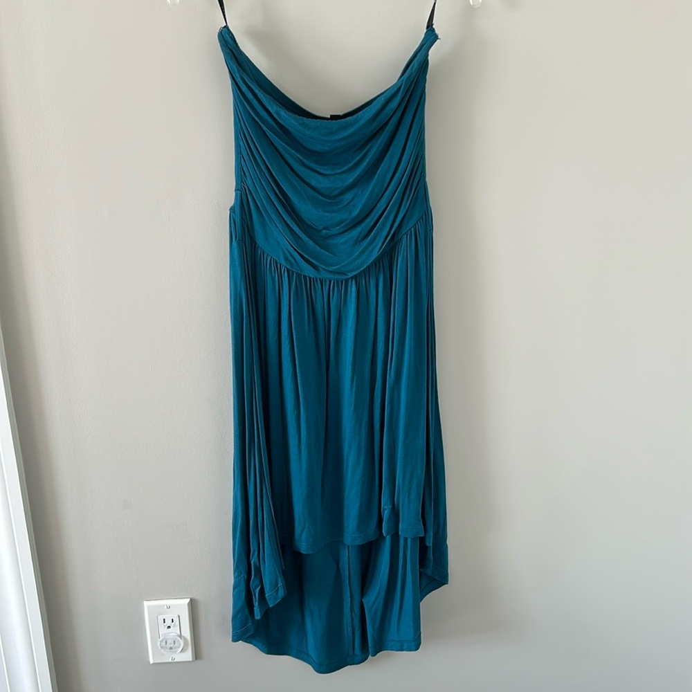 Edge strapless high low midi dress teal ladies size small